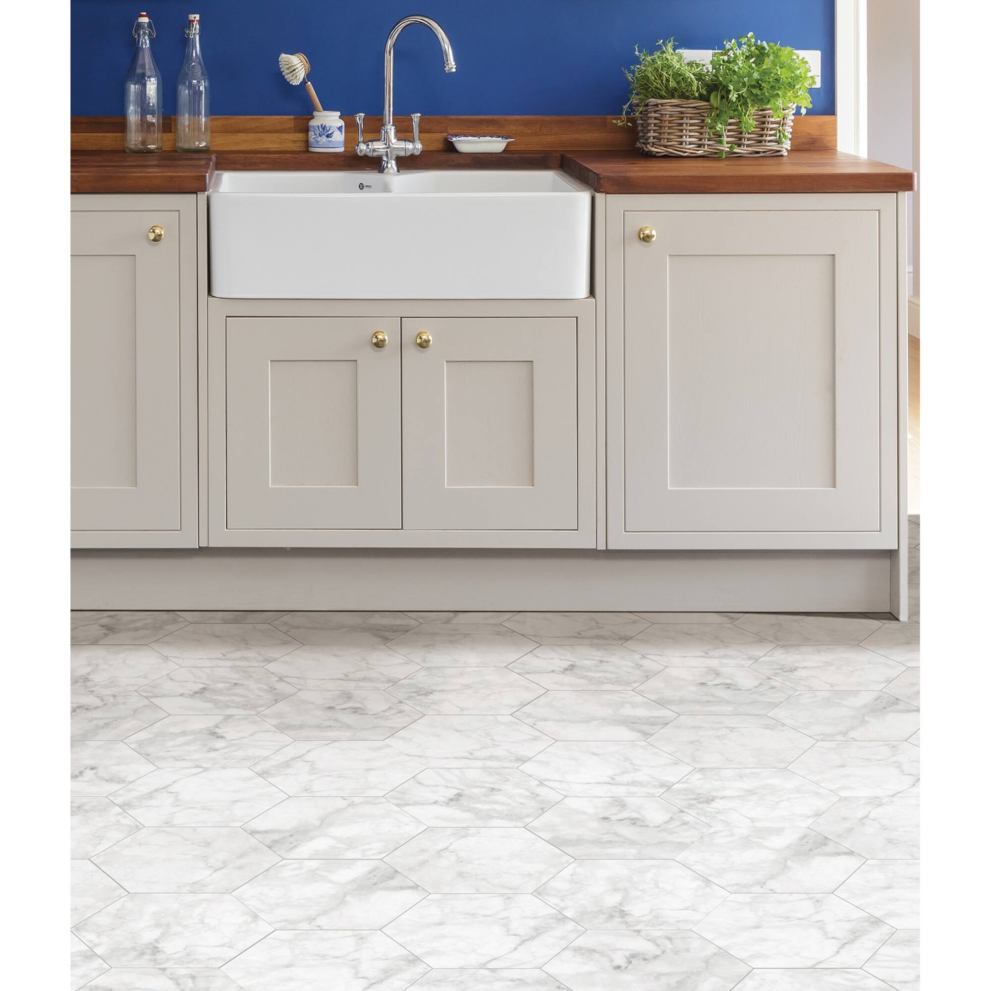 FloorPops Milena Peel & Stick Hexagon Floor Tiles